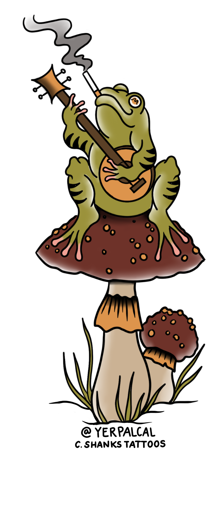 I was originally just doodling stick and poke tattoo ideas during work  calls, but this Mushroom family turned out pretty cute. : r/Beginner_Art